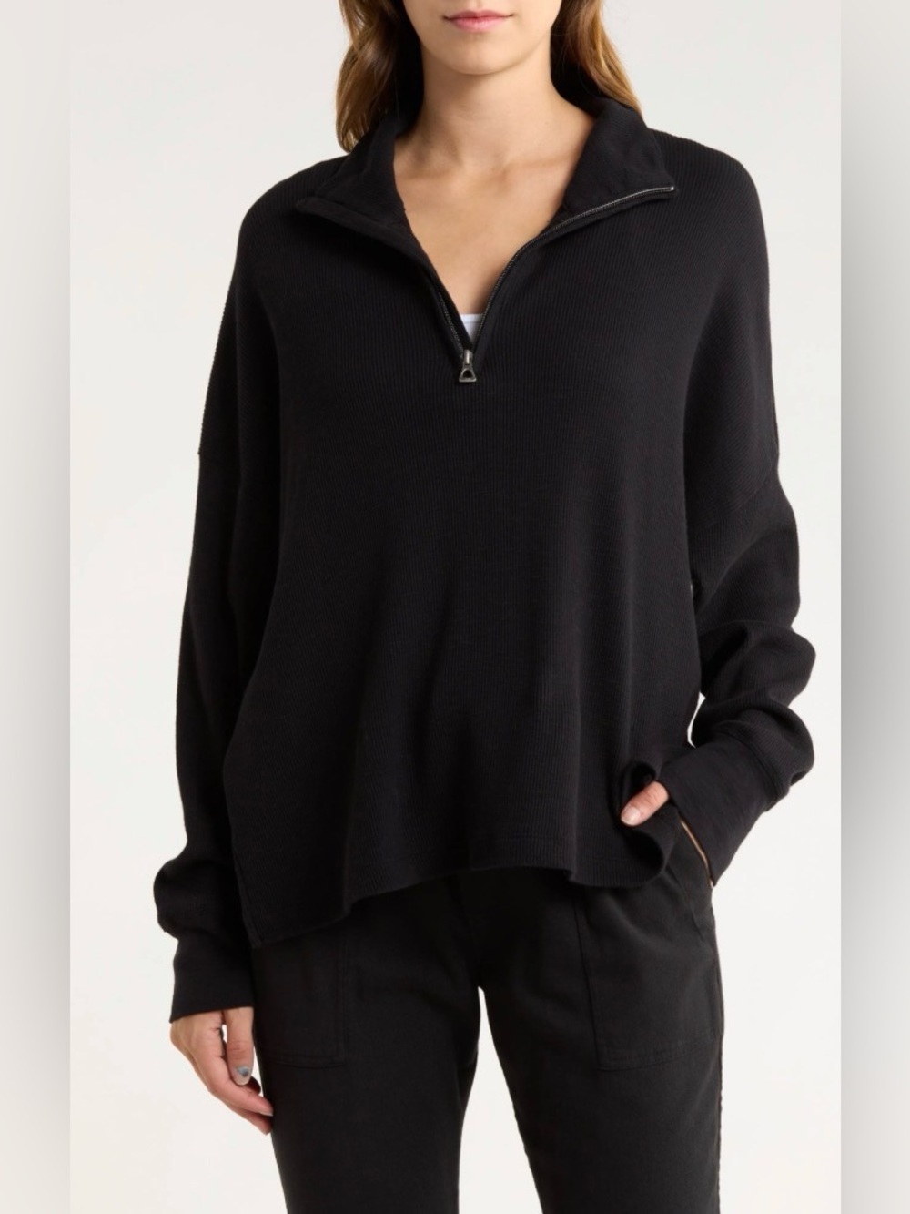 James Perse White Half-Zip Thermal Pull-Over White NWT Women Size 4/XL